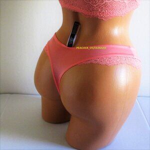 XXL Victoria Secret Very Sexy Thong Panty Pink Coral Smooth Silky Satin Lace